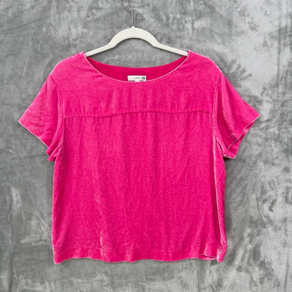 J Crew Women's Size 8 Velvet Short Sleeve Top‎ Pink  Holiday Event  Minimalist